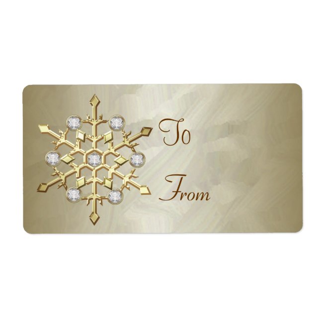 Etiqueta Gold Diamond Snowflake Gold de regalo (Frente)