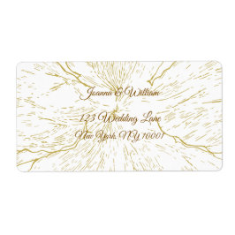 Etiqueta Gold Floral Line Art Botanical Wedding