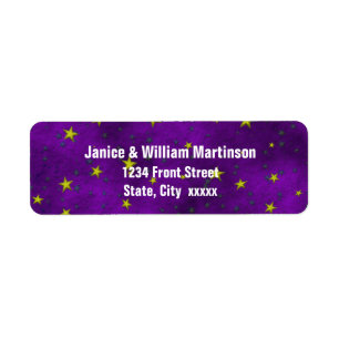 Etiqueta Gold Green Stars Purple BG