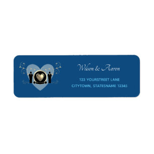 Etiqueta Gold Heart Male Boda Classic Blue