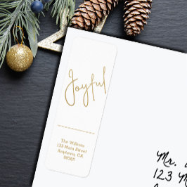 Etiqueta Gold JOYFUL on White Christmas Return Address