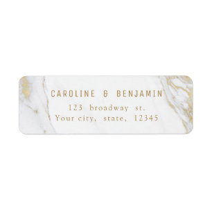 Etiqueta Gold marble luxury modern wedding return address