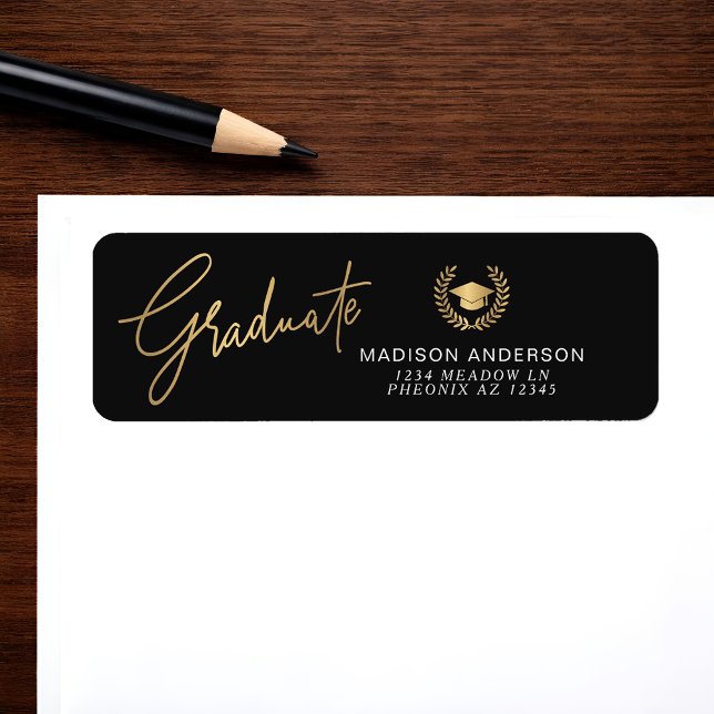 Etiqueta Gold Modern Script Simple Graduation  (Subido por el creador)