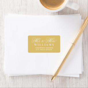 Etiqueta Gold Mr. y Mrs. Script Boda Return Address