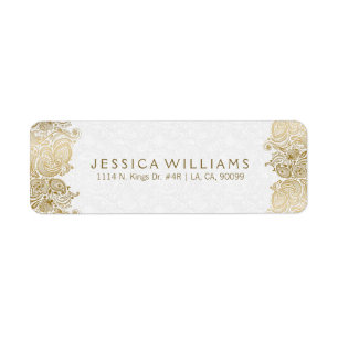 Etiqueta Gold Paisley Lace On White