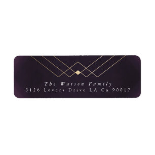 Etiqueta Gold Purple Elegance Diamond Geo Deco Boda