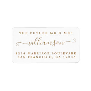 Etiqueta Gold Script Future Mr Mrs Boda Return Address
