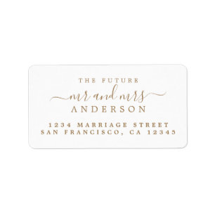 Etiqueta Gold Script Future Mr Mrs Return Address
