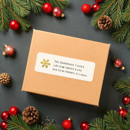 Etiqueta Gold Snowflake Christmas Return Address Label