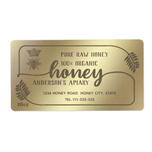 Etiqueta Gold vintage rustic calligraphy honey branch