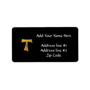 Etiqueta Golden 3D Look Franciscan Tau Cross