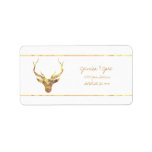 Etiqueta Golden Deer, Holiday<br><div class="desc">Gold Deer,  Holiday address labels. Modern style,  custom faux gold deer head design. Add a custom touch to your holiday envelopes and cards with this contemporary holiday labels.
This design coordinates with our Modern Gold Deer Collection at MetroEvents on Zazzle.</div>