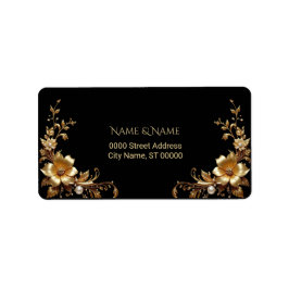 Etiqueta Golden Floral Return Address Label