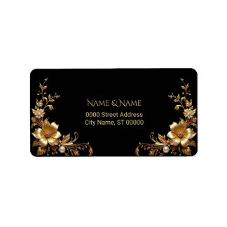 Etiqueta Golden Floral Return Address Label