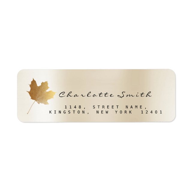 Etiqueta Golden Maple Leaf Pearly Ivory Creamy RSVP Etiquet (Frente)