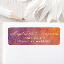 Etiqueta Golden Orange Purple Sunset Sky Monet Art Wedding