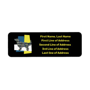 Etiqueta Golden Retriever Dog Yellow&Blue Grid TriColor