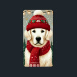 Etiqueta Golden Retriever in Festive Sweater - Cozy Christm<br><div class="desc">Celebrate the season with this heartwarming illustration of a cheerful Golden Retriever wearing a festive holiday sweater. The warm tones and playful design bring joy and comfort,  perfect for cozy winter days. Ideal for Christmas-themed with this adorable design!</div>