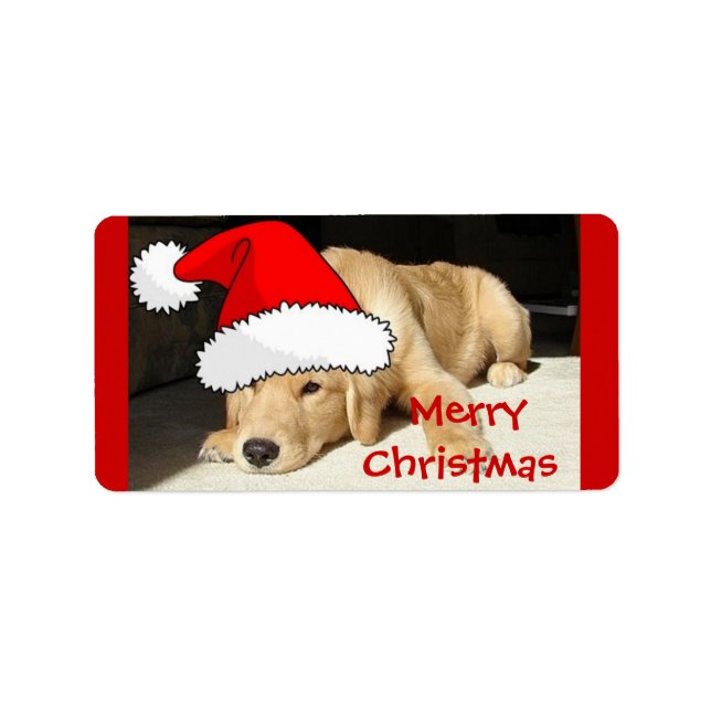 Etiqueta Golden Retriever Navidades Puppy (Frente)
