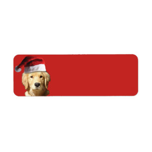Etiqueta Golden Retriever Santa Claus