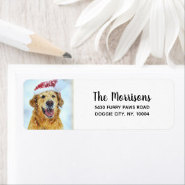 Etiqueta Golden Retriever Santa Hat, dirección de retorno d
