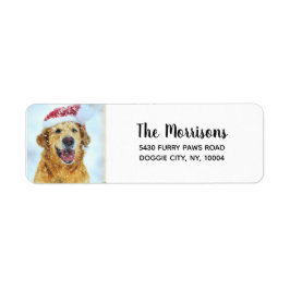 Etiqueta Golden Retriever Santa Hat, dirección de retorno d