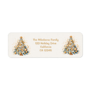 Etiqueta Golden Sparkle Christmas Tree Glow