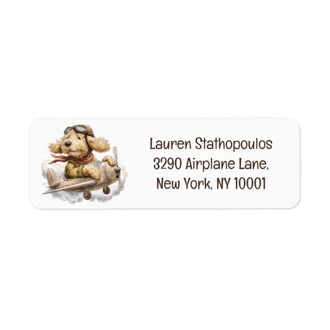 Etiqueta Goldendoodle Dog Pilot Airplane (Frente)