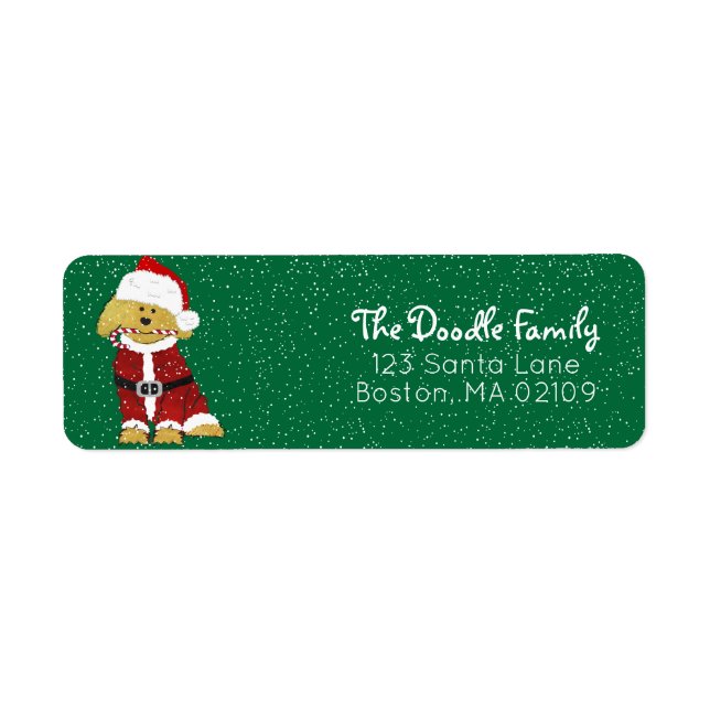 Etiqueta Goldendoodle Dog Santa Paws (Frente)