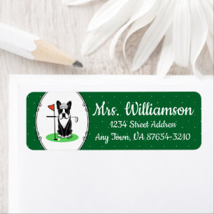 Etiqueta Golf Boston Terrier (negro) Perro Cute