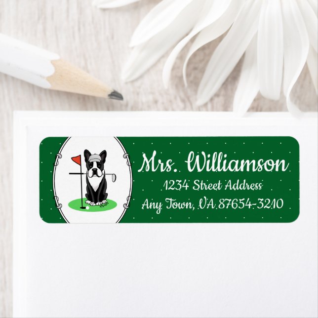 Etiqueta Golf Boston Terrier (negro) Perro Cute (In situ)