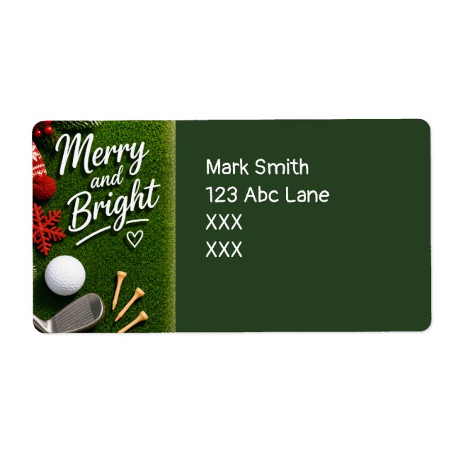 Etiqueta Golf con tema de Navidad (Frente)