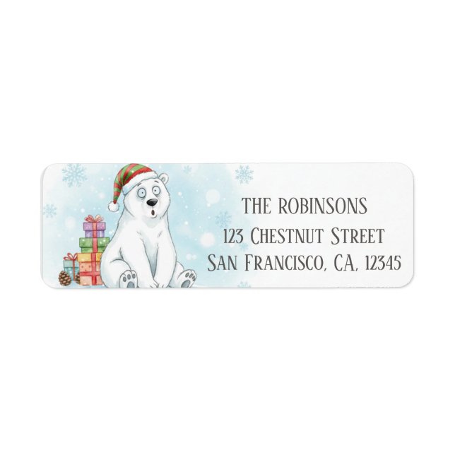 Etiqueta Goofy Polar Bear Christmas Presents  (Frente)
