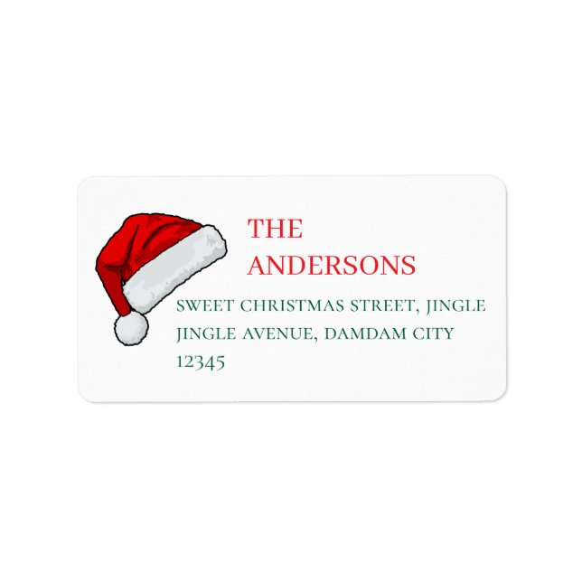 Etiqueta Gorra de Navidad Elegante Dirección de Devolución  (Frente)