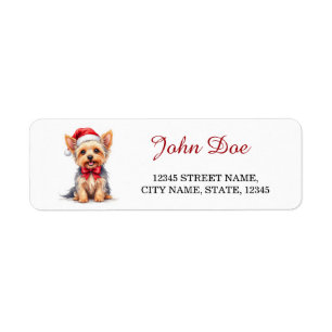 Etiqueta Gorra de Santa para Yorkshire Terrier Navidad Devo