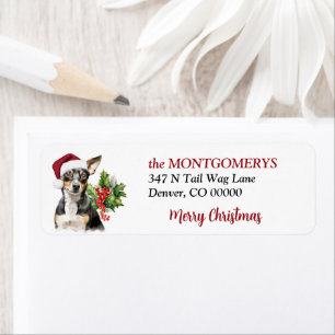 Etiqueta Gorra de Santa Rat Terrier Perro Navidad Dirección