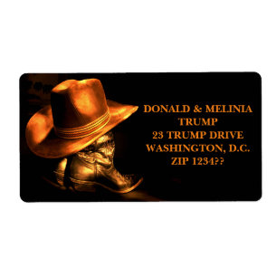 ETIQUETA GORRA Y BOTES DE COWBOY