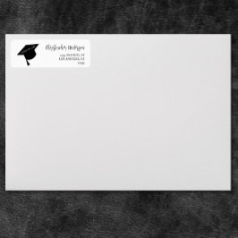 Etiqueta Gorrito de graduación minimalista negro y blanco G