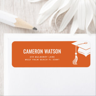 Etiqueta Gorrito de graduación moderno personalizado y borl