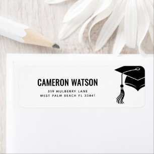 Etiqueta Gorrito de graduación moderno personalizado y borl