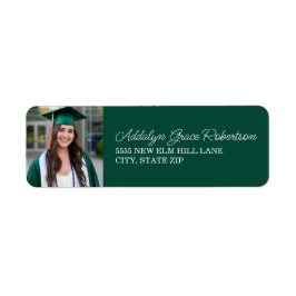 Etiqueta Gorrito de graduación verde blanco Clase de 2025