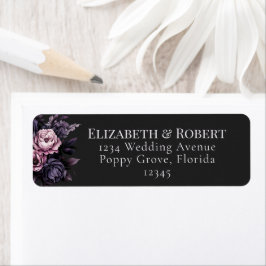 Etiqueta Gothic Black Floral Wedding Address Labels