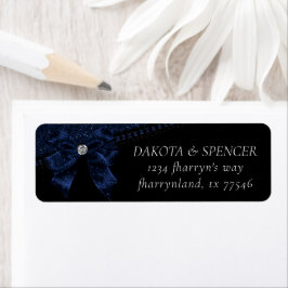 Etiqueta Gothic Elegance | Sapphire Blue Bow Moody Address