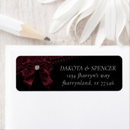 Etiqueta Gothic Elegance | Wine Garnet Bow Return Address