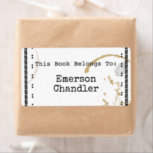 Etiqueta Grabadora Art Coffestain Editable Bookplate