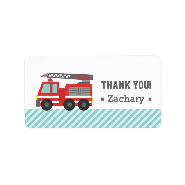Etiqueta Gracias, Camión de Bomberos Rojo (Frente)