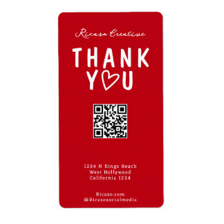 Etiqueta Gracias con amor Corazón y código QR