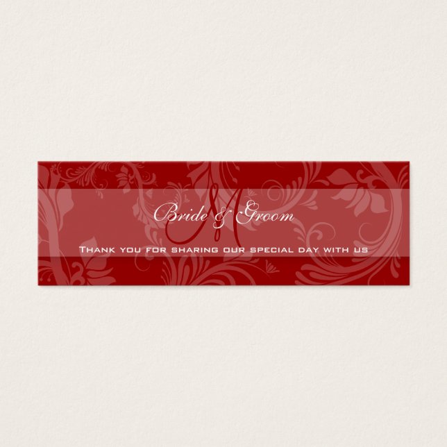 Etiqueta "gracias" del boda blanco rojo (Frente)