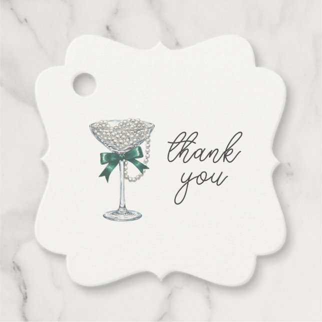 Etiqueta "Gracias" Pearl and Bow Bridal Shower (Anverso)