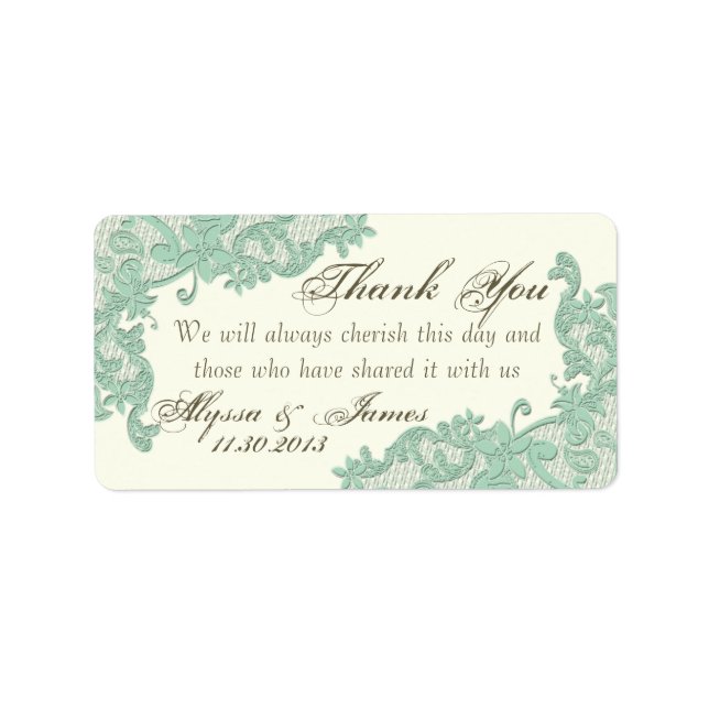 Etiqueta Gracias por diseño de encaje (Frente)